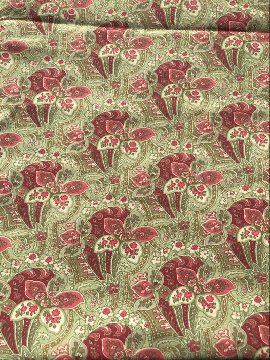 Ozark Calico Olive Paisley Fabric, Sewing, quilting, 100% Cotton Fabric, floral fabric, #955, Fabri-Quilt