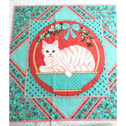 Cranston Cat Fabric Panel, sewing, crafting fabric, 4 square panel, animal fabric