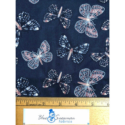 Blue Butterfly Fabric 100% Cotton Fabric, Sewing, quilting fabric, Fabric for girls