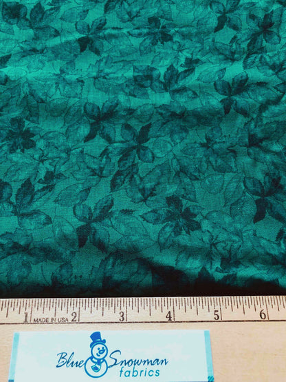 Beautiful Teal Leaves Fabric, 100%Cotton,  Sewing, quilting fabric, fabric by the yard, botanical fabric, decor fabric