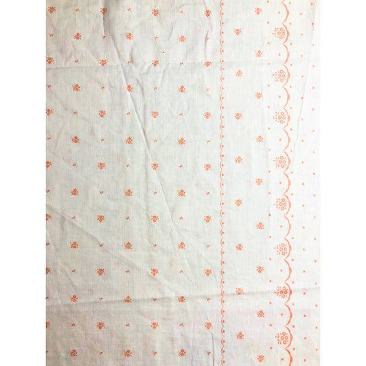 Vintage Wamsutta Single Border Ivory and Peach Fabric, Sewing fabric, Quilting,  cotton fabric, peach floral, Ivory floral, OOP