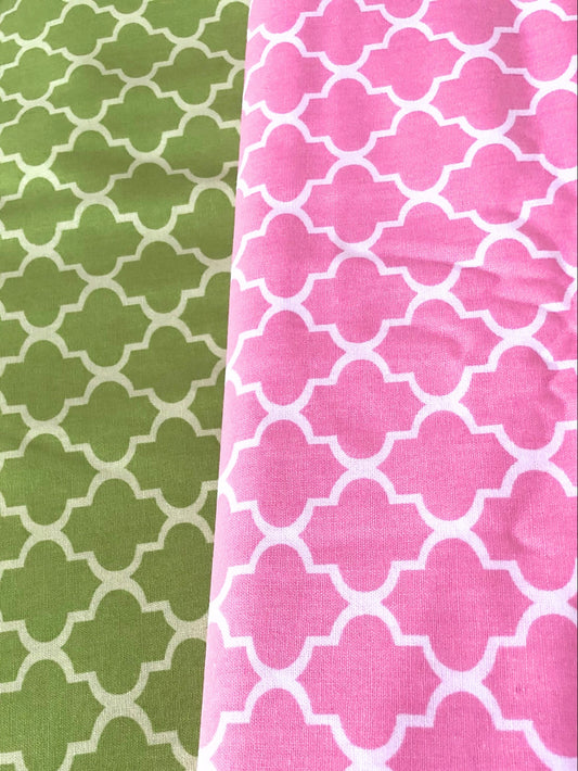 Moroccan Geometric Print 100% Cotton Fabric, Spring Fabric, quilting fabric, Sewing,  fabric by the yard, Trellis, pink fabric