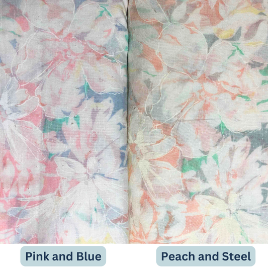 Vintage Pastel Floral, Sewing fabric, OOP fabric, pink floral, peach floral, Hawaiian floral, Fabric by the Yard