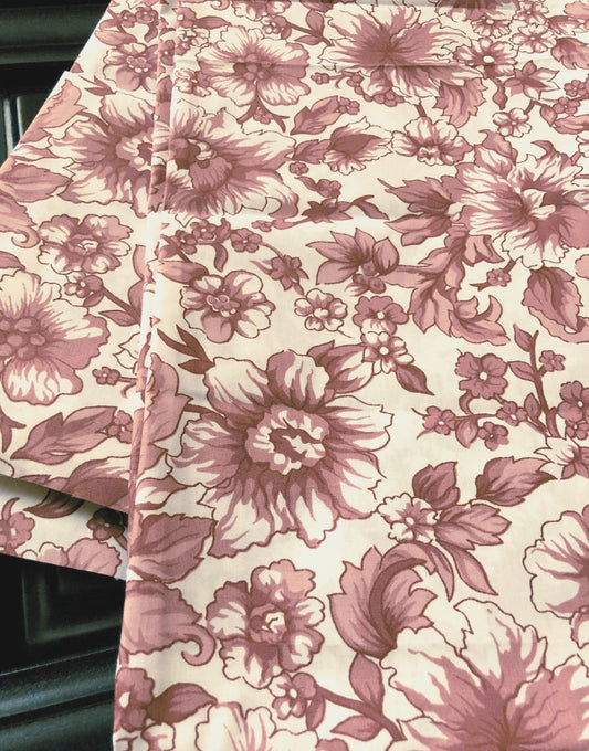 Vintage Floral on Cream Fabric,Cotton Blend Fabric, Monochromatic Fabric Sewing, quilting fabric, fabric by the yard, Polished Cotton