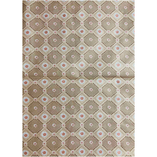 Tan Lattice Work Floral Fabric, sewing, quilting,  100% cotton, tan floral fabric, remnant fabric, small floral, geometric shape fabric