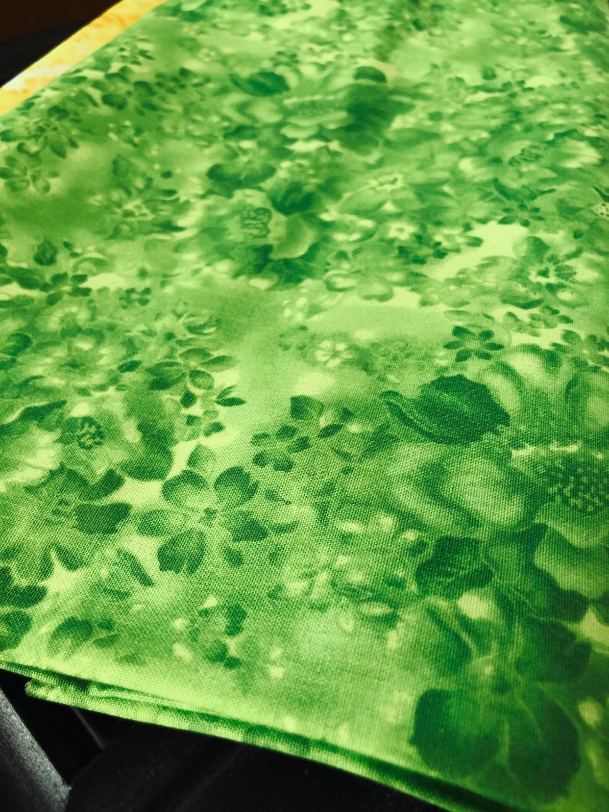 Faded Floral 100% Cotton Fabric, quilting fabric, Sewing, floral fabric, fabric by the yard, Kelly Green Fabric, Lemon Yellow Fabric