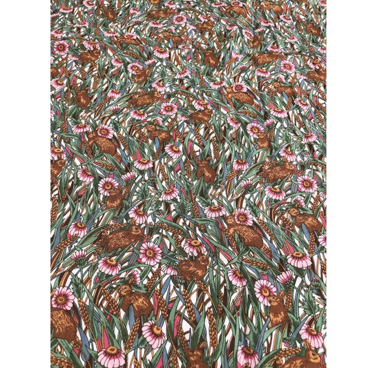 Easter bunny in grass fabric, Easter fabric, sewing, quilting, attire, holiday fabric