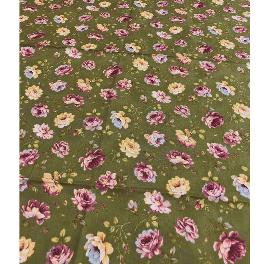 Cottage Rose Floral 100% Cotton, Sewing, quilting fabric, Cotton Fabric, Floral Fabric, Olive Green Floral, Shabby Chic Floral