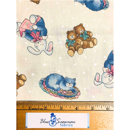 Vintage Princess Fabrics Children's Fabric, Vintage Fabric, Sewing, quilting fabric, OOP fabric, Bunny fabric, teddy bear fabric, cat, toys