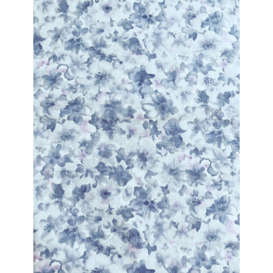 Watercolor Muted Blue Floral Fabric by the Yard, 100% Cotton, decor fabric, quilting, sewing, small floral, Screen Print fabric