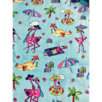 Flamingo Beach 100% Cotton Fabric, sewing fabric, quilting, fabric by the yard, Flamingo fabric, beach fabric, Pink flamingo