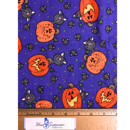 Coordinating Purple Halloween Fabric, 100% Cotton Fabric, Sewing, quilting fabric, craft fabric, pumpkin, ghost, witch, black cat, bat