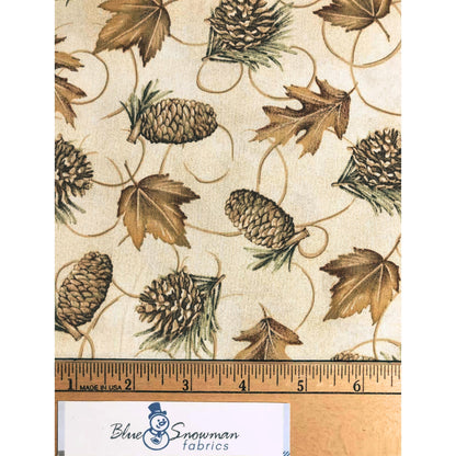 Autumn Pinecone Fabric, Oakhurst, sewing fabric, quilting, fabric by the half yard, 100% Cotton, fall fabric, leaf fabric