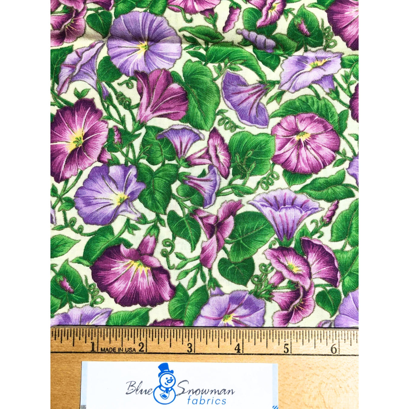 Cranston Purple Morning Glory Floral Fabric 100% Cotton Fabric, Sewing, quilting fabric, purple floral, Cranston floral