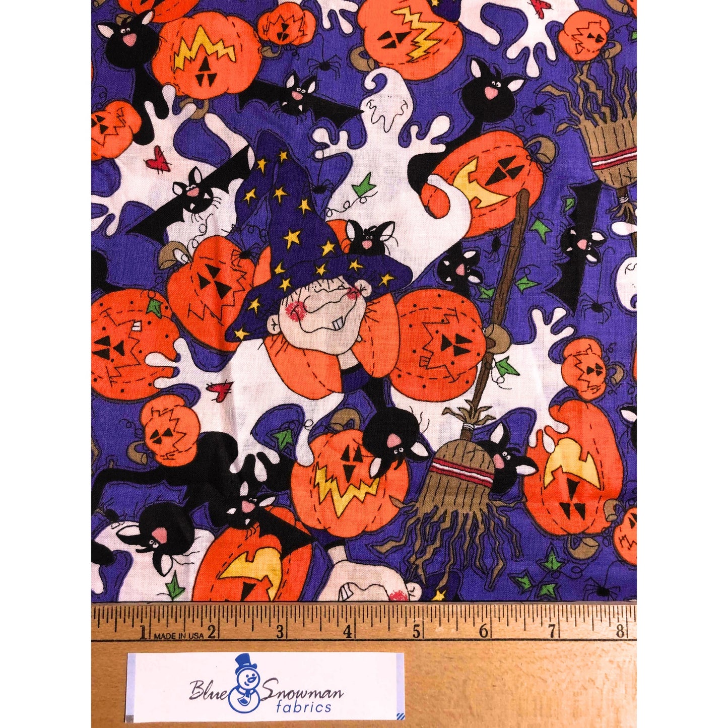 Coordinating Purple Halloween Fabric, 100% Cotton Fabric, Sewing, quilting fabric, craft fabric, pumpkin, ghost, witch, black cat, bat