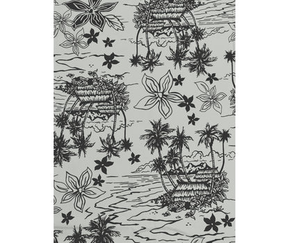 Robert Kaufman Gray Hawaiian Fabric by the Yard, Screen Print D#4480,  100% Cotton, home decor fabric, quilting, sewing, apparel fabric