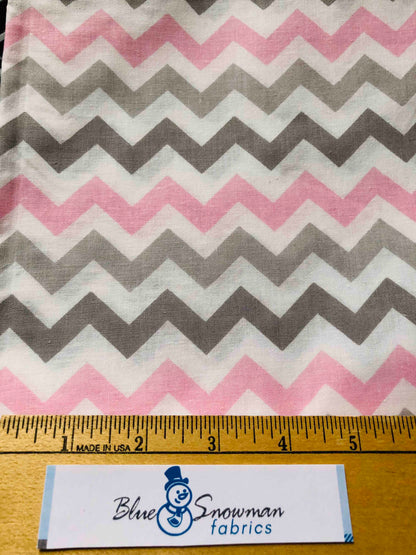 Pink and Gray Chevron Fabric 100%Cotton,  Sewing, quilting fabric, fabric by the yard