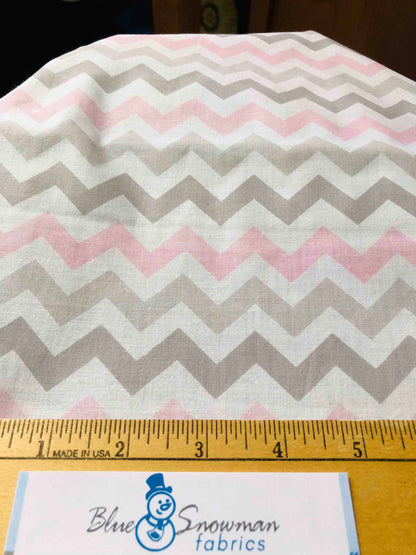 Pink and Gray Chevron Fabric 100%Cotton,  Sewing, quilting fabric, fabric by the yard