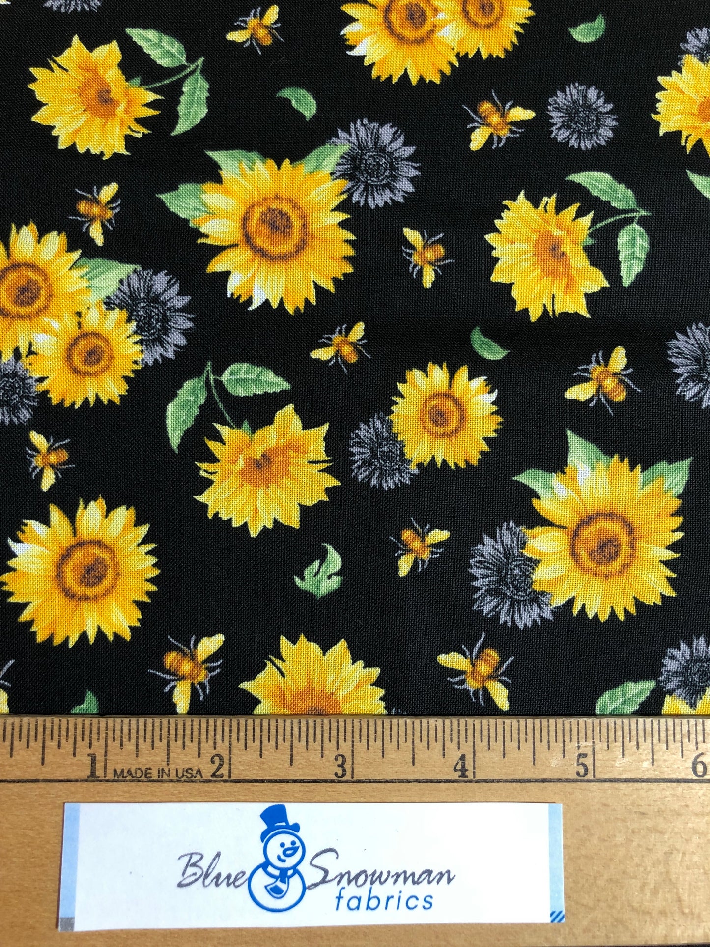 Sunflower fabric, Hi-Fashion Sunflowers and Bees, 100% Cotton fabric, sewing, quilting, decor fabric, premium fabric