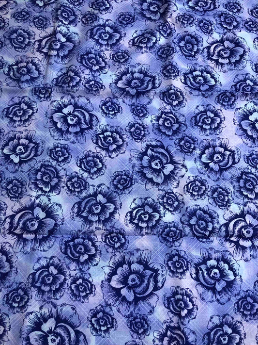 Purple Floral on Plaid, 100% Cotton, Sewing, quilting fabric, Cotton Fabric, Floral Fabric, Purple Floral, floral plaid, retro 70's fabric