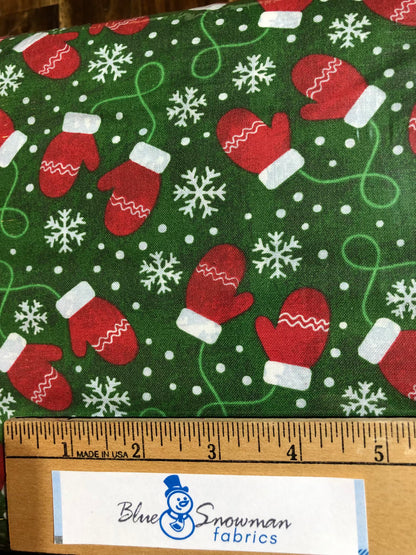 Christmas Mitten Fabric, 100%Cotton Fabric,  Sewing, quilting fabric, fabric by the yard, Christmas fabric, Blue Christmas fabric