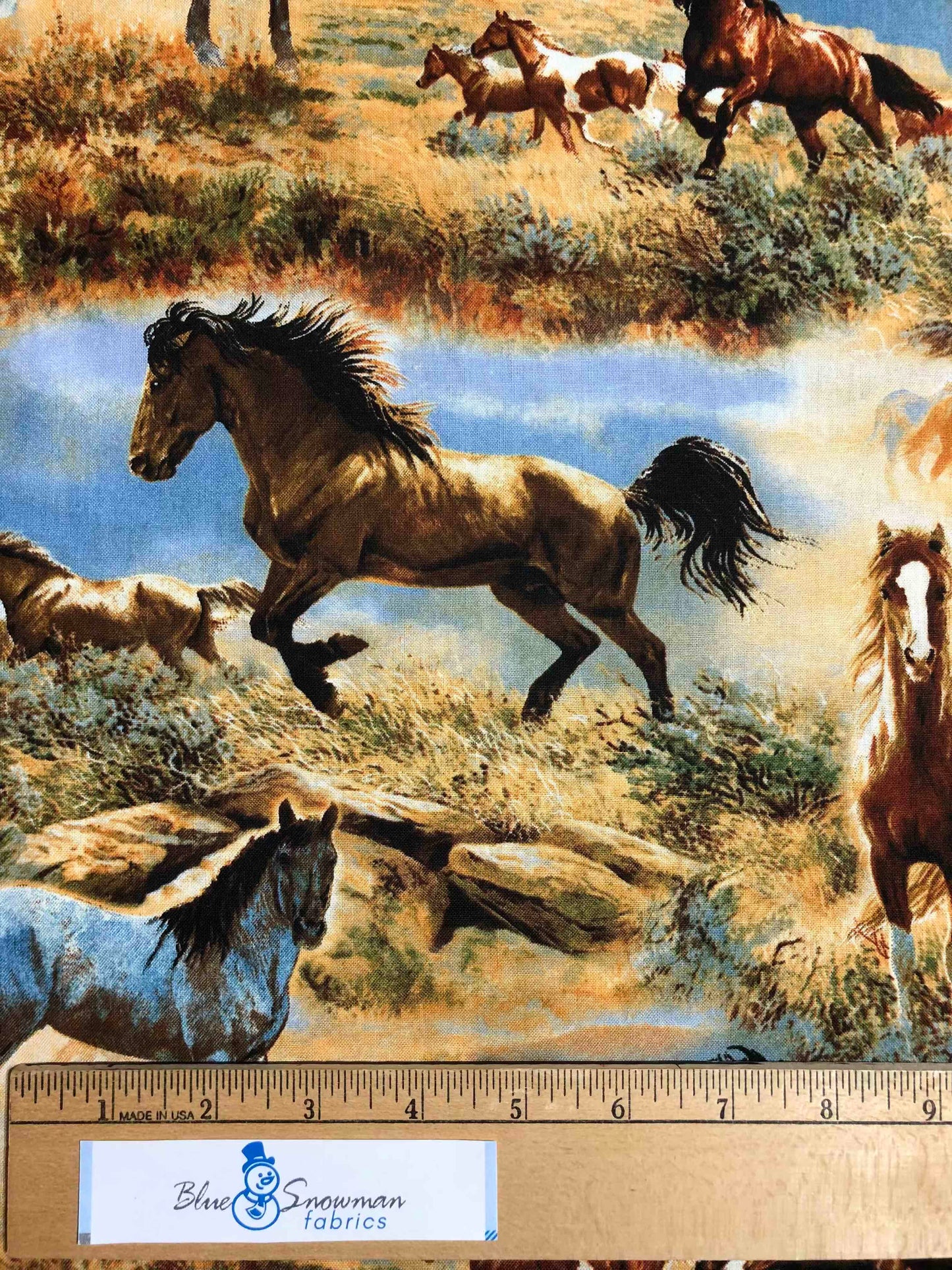 Stunning  Wild Horses Fabric,  100% Cotton, Sewing, quilting fabric, Cotton Fabric, Wild Wings, Western fabric, country decor, wild west