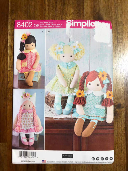 Raggedy Ann Doll Pattern, Giant Snowman Pattern, Sewing Patterns, Simplicity, Butterick, 8402, 8043, 5785, Uncut patterns