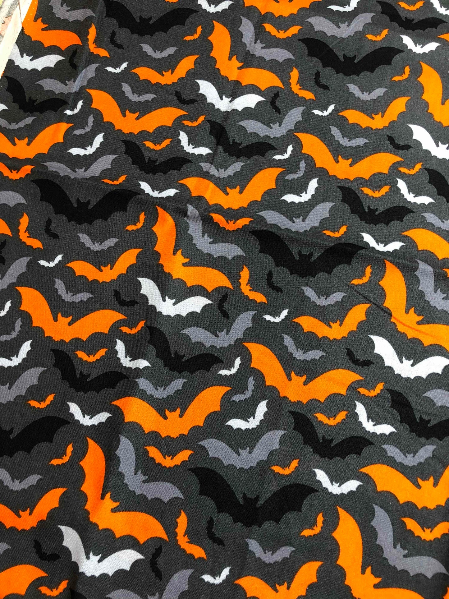 Halloween Bat Fabric, 100% Cotton Fabric, Sewing, quilting fabric, crafting fabric, Orange Halloween fabric, spooky, Trick or Treat