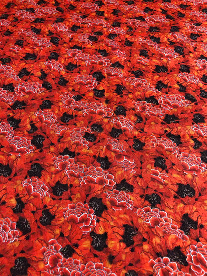 Orange Poppy Floral Fabric, Packed Poppies, 100% Cotton, Sewing, quilting fabric, Cotton Fabric, Floral Fabric