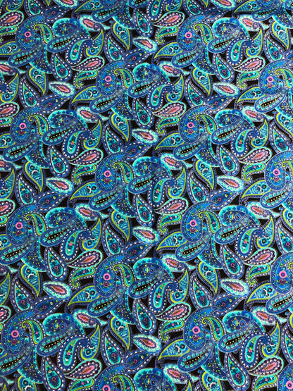 Mystique, Timeless Treasures,  sewing fabric, quilting, fabric by the half yard, 100% Cotton, blue paisley fabric