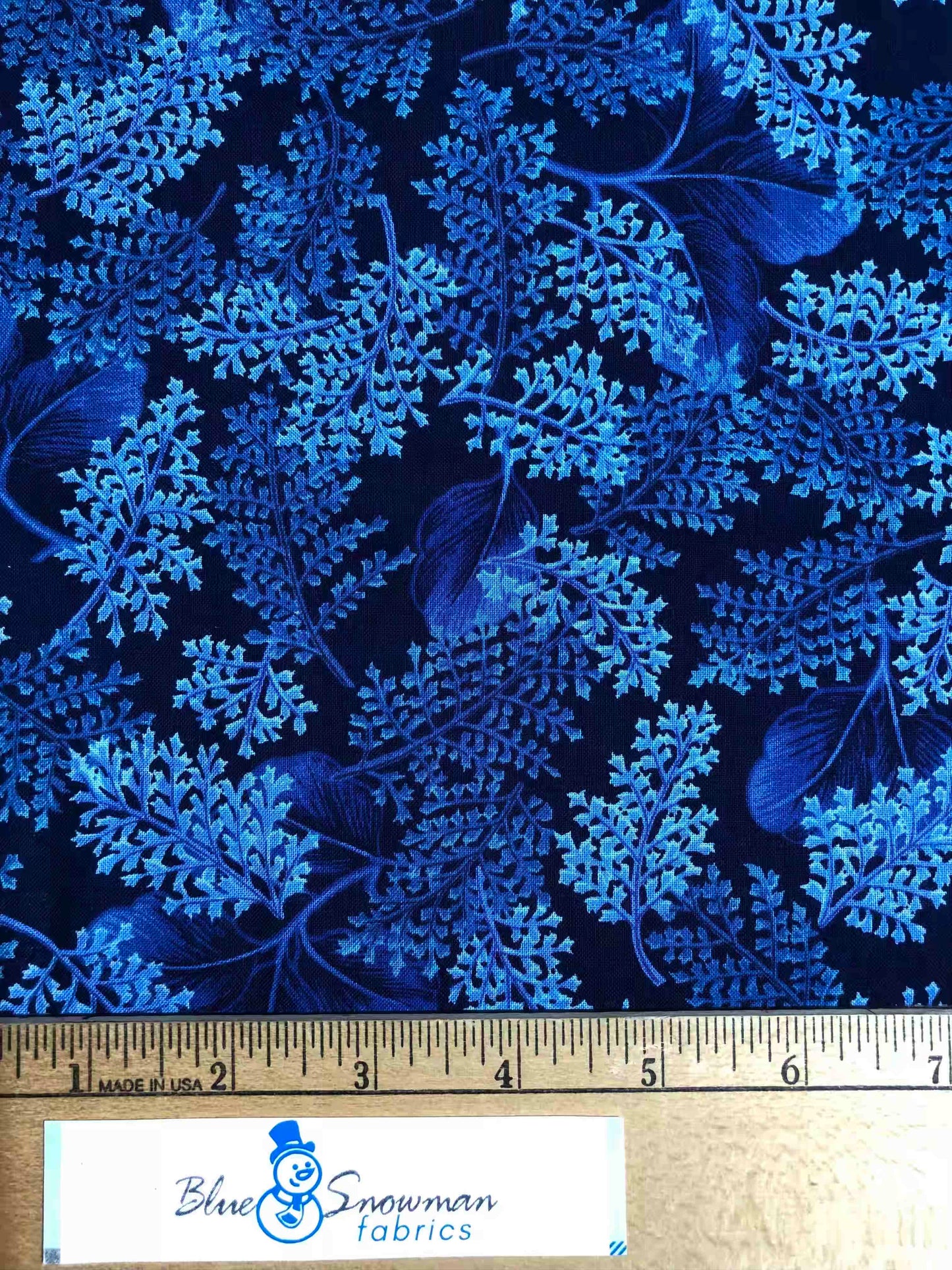 Cranston Blue Floral Fabric, sewing fabric, quilting, fabric by the half yard, 100% Cotton, blue leaf fabric