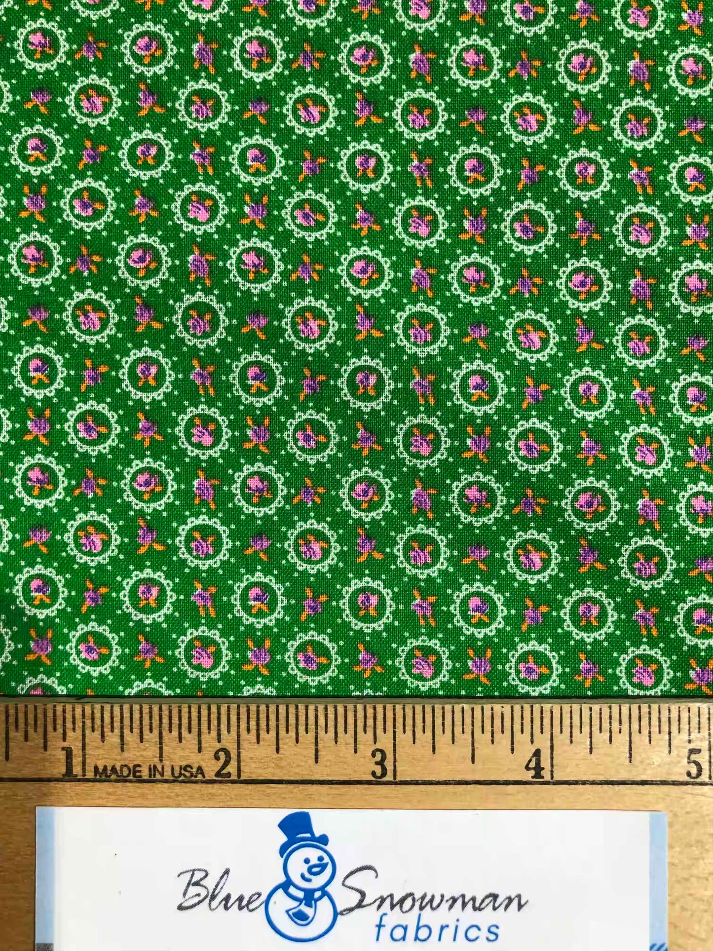 Kelly Green Fabric, sewing fabric, quilting, fabric by the yard, 100% Cotton, Tiny rose floral fabric,  blender fabric