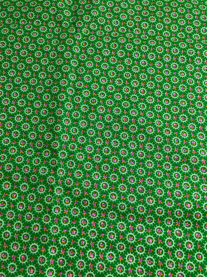 Kelly Green Fabric, sewing fabric, quilting, fabric by the yard, 100% Cotton, Tiny rose floral fabric,  blender fabric