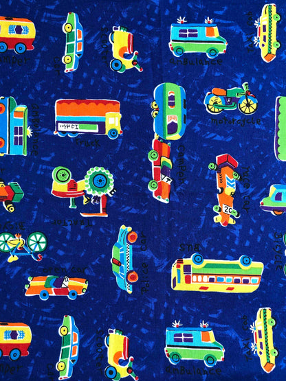 Fabric for kids, Transportation, cars, sewing, quilting,  100% cotton, remnant fabric, Fabric for boys, novelty fabric