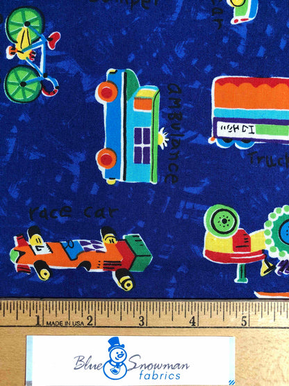 Fabric for kids, Transportation, cars, sewing, quilting,  100% cotton, remnant fabric, Fabric for boys, novelty fabric