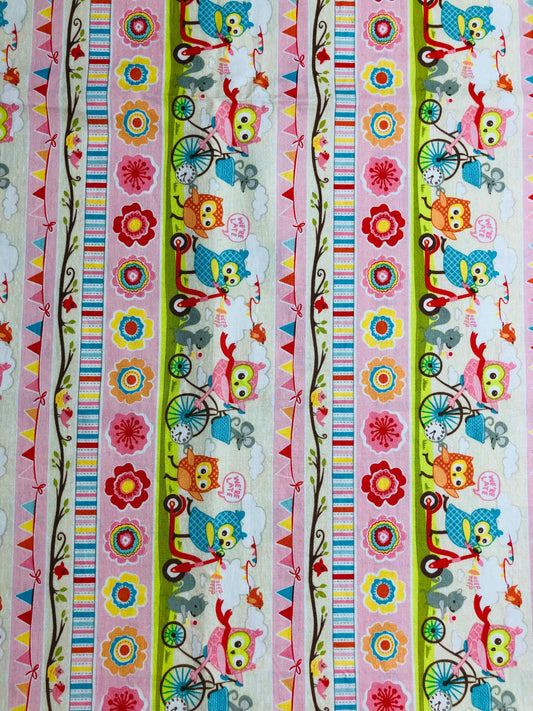 Riley Blake, Tree Party,  100% Cotton, Sewing, quilting fabric, Cotton Fabric, Owl fabric, stripe fabric, fabric for girls