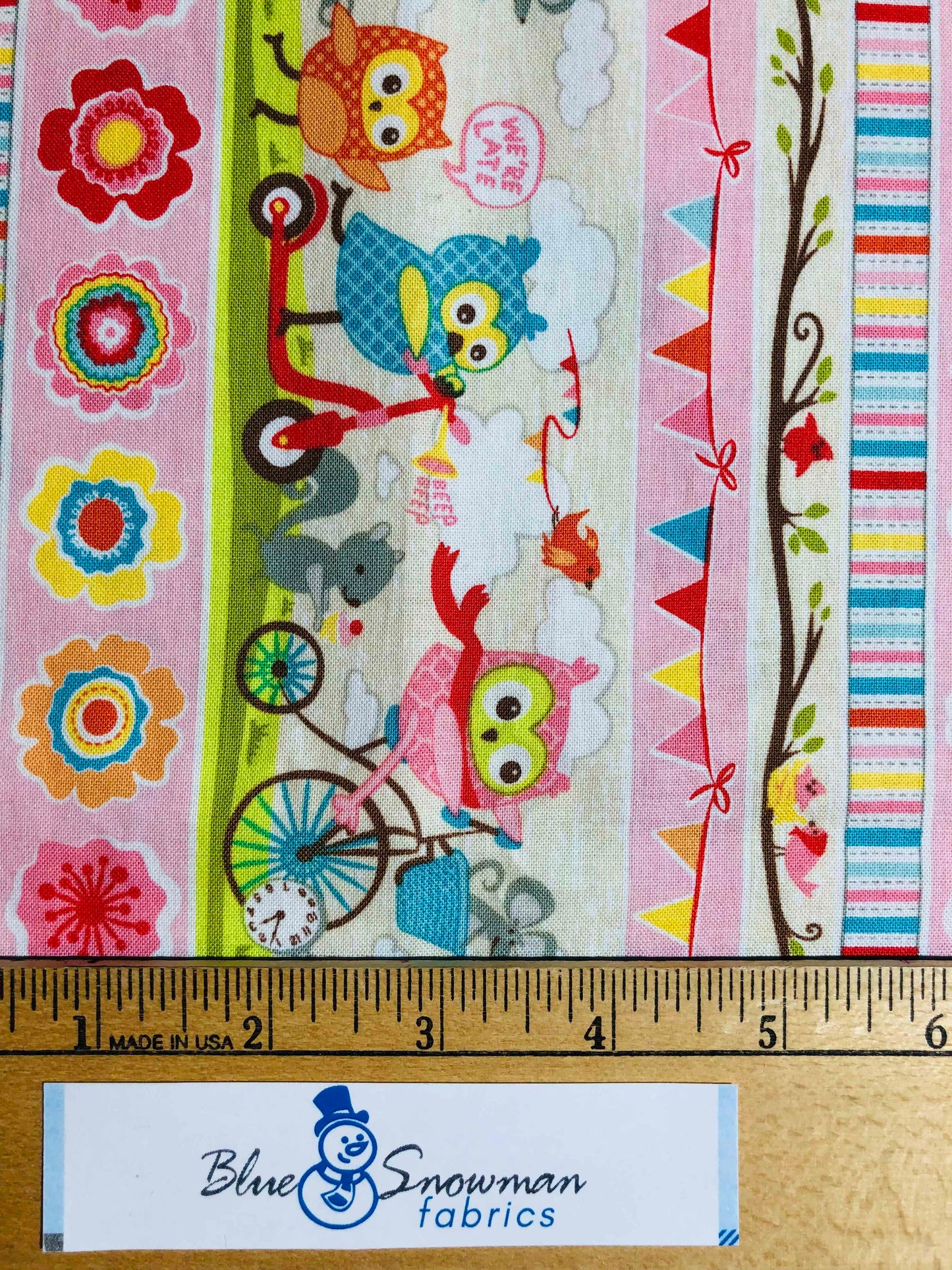 Riley Blake, Tree Party,  100% Cotton, Sewing, quilting fabric, Cotton Fabric, Owl fabric, stripe fabric, fabric for girls