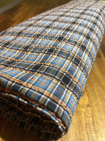 Textured Plaid Fabric, Sewing fabric, Plaid Seersucker, apparel fabric, discounted fabric, sale fabric