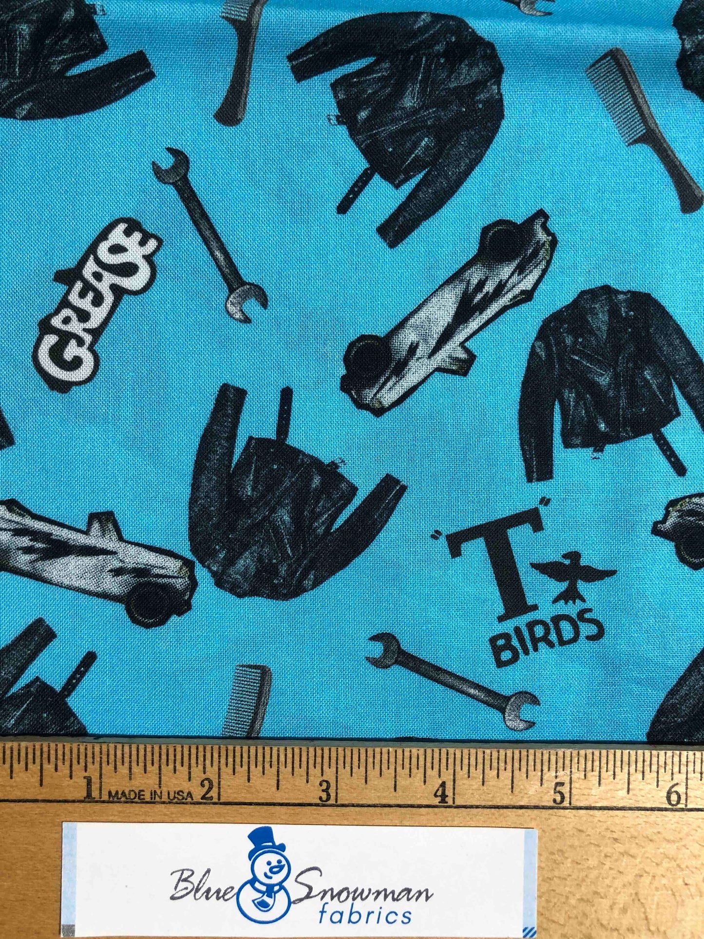 Grease Licensed Fabric,  Cheerleader, 100% Cotton fabric, Quilting Fabric, sewing, T-birds, Olivia Newton John, Travolta, 50's, 60's