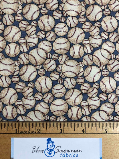 Springs Vintage Baseballs on Blue Fabric, 100% Cotton Fabric, Sewing, quilting fabric, sports fabric, baseball fabric