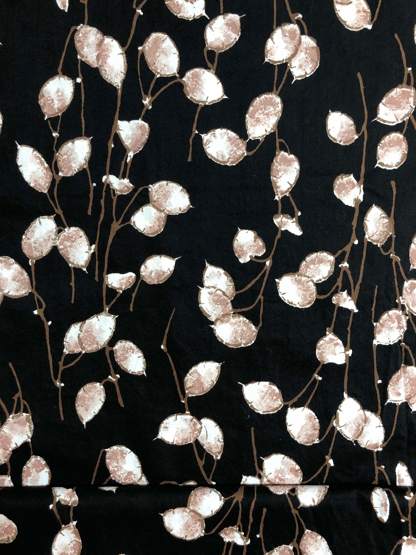 Black and Tan Apparel Fabric, Sewing, OOP fabric, lightweight, skirt fabric, dress fabric, leaf fabric print