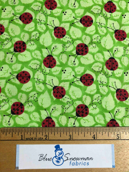 Fabric Traditions Ladybug Fabric, Sewing fabric, quilting,  fabric for kids, Ladybug fabric, Yellow ladybug, green ladybug