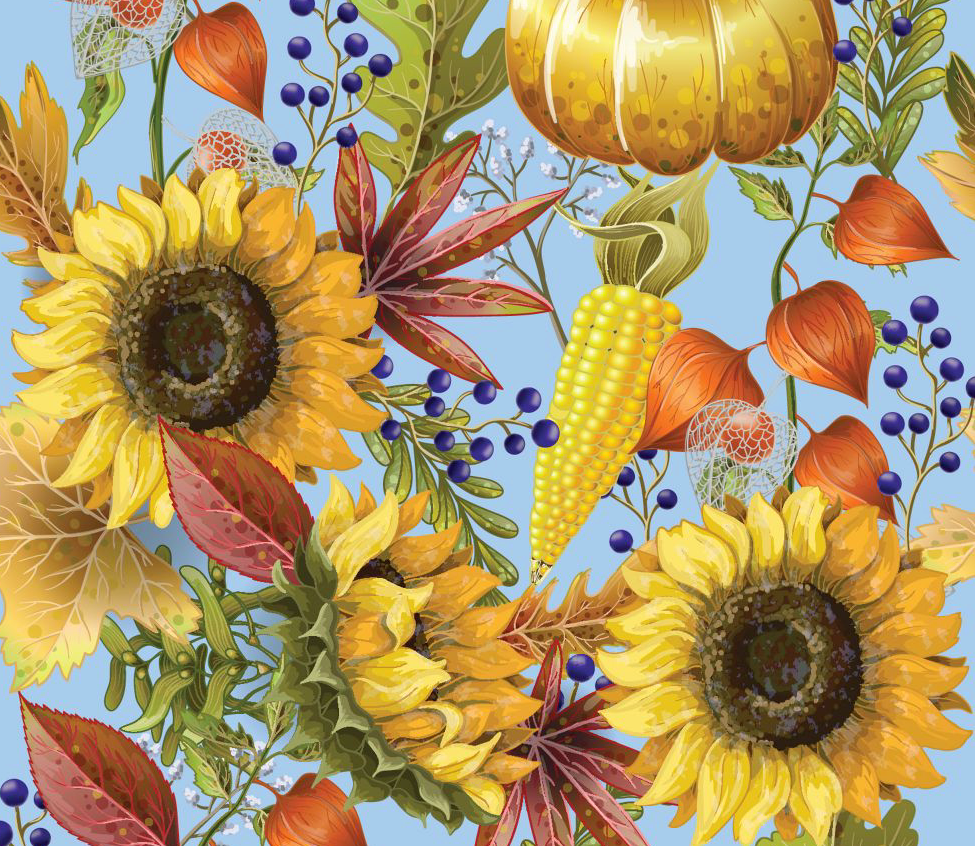 Autumn Abundance Fall Harvest Fabric, 100%Cotton Fabric,  Sewing, quilting fabric, fabric by the yard, Fall fabric, decor fabric, sunflower