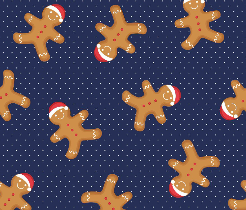 Happy Gingerbread on Navy Fabric, 100%Cotton Fabric,  Sewing, quilting fabric, fabric by the yard, Christmas fabric, Gingerbread Fabric