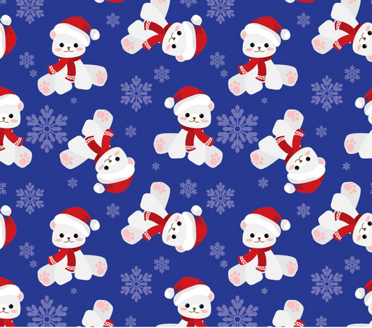 Christmas Teddy Bear Fabric, 100%Cotton Fabric,  Sewing, quilting fabric, fabric by the yard, Christmas fabric, Blue Christmas fabric