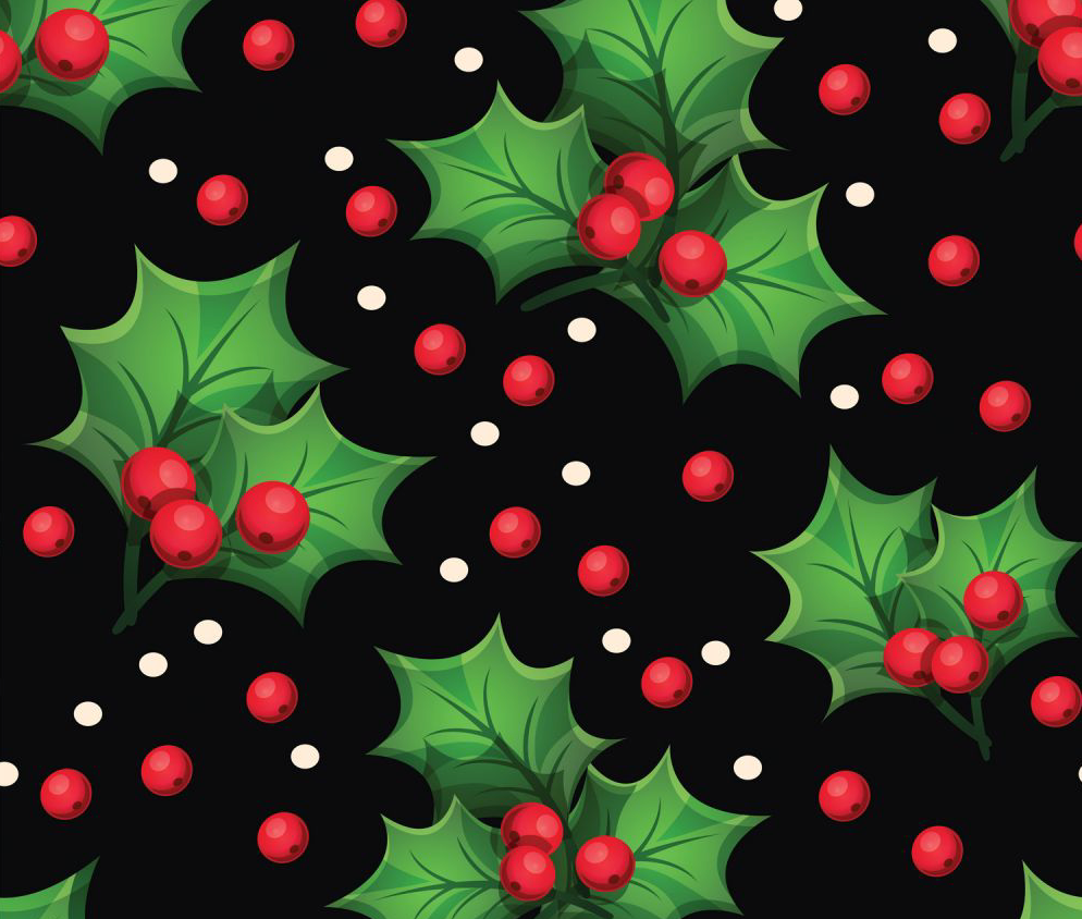 Christmas Holly, 100%Cotton Fabric,  Sewing, quilting fabric, fabric by the yard, Christmas fabric, Black Christmas fabric, Holly Berries