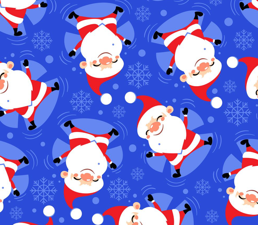 Snow Angel Santa Fabric, 100%Cotton Fabric,  Sewing, quilting fabric, fabric by the yard, Christmas fabric, Blue Christmas fabric