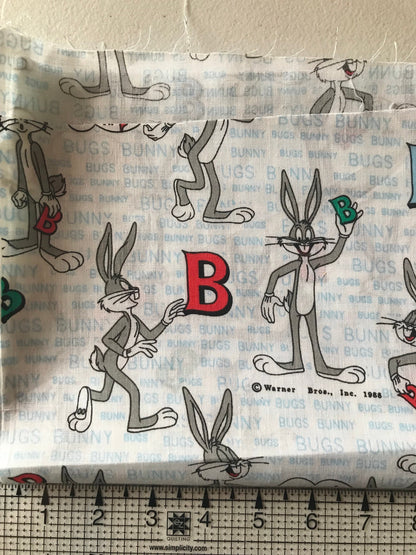 Looney Tunes Fabric 100% Cotton Fabric, Vintage Fabric, quilting, Sewing, Bugs Bunny, Daffy Duck, Flannel Fabric, OOP Character fabric