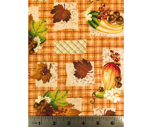 Gooseberry Patch Fall Plaid Print Cranston Fabric 100% Cotton, Fabric by the Yard, quilting fabric, Sewing, crafting, Autumn decor, Leaf