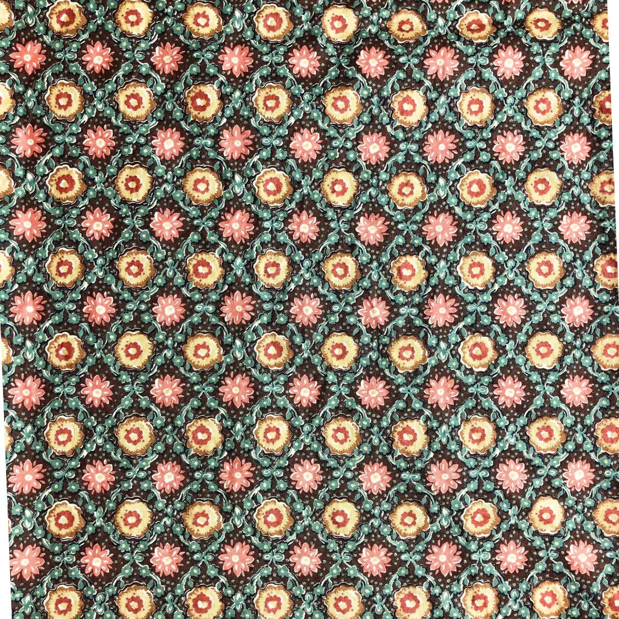 Geometric Lattice Floral Fabric, Sewing, quilting fabric, Cotton Fabric, seafoam floral, coral floral